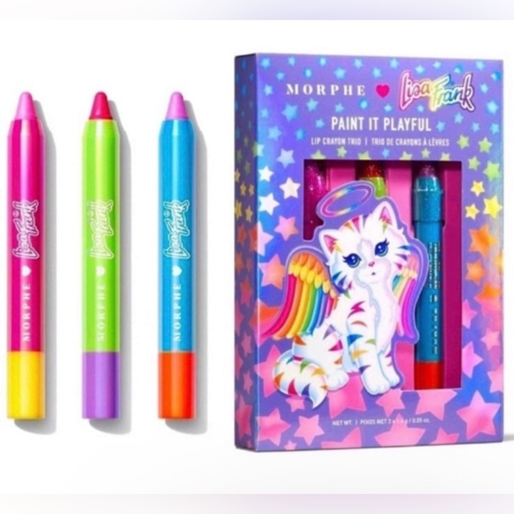 🆕 NIB Morphe x Lisa Frank Lipstick Paint it Playful Lip Crayons Set